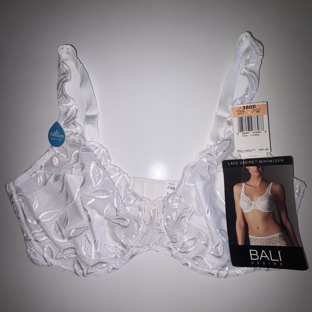 Bali White Lace Desire Minimizer Underwire Bra Style 3373 White Lace 38DD NEW